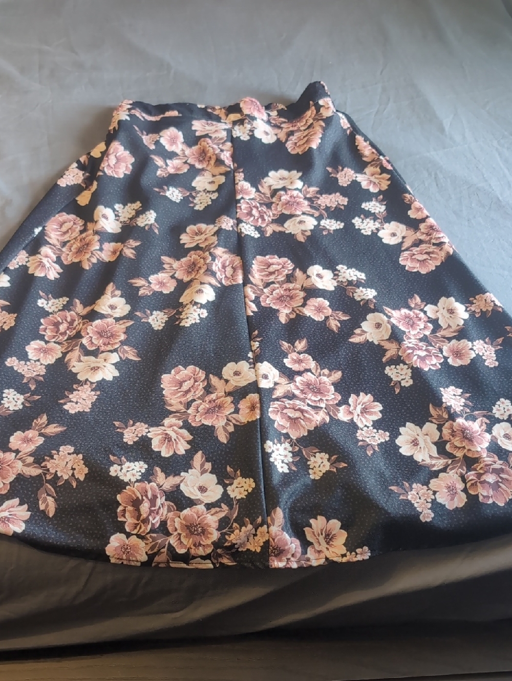 Altar'd State Black A-Line Skirt with Blush Pink Floral Print